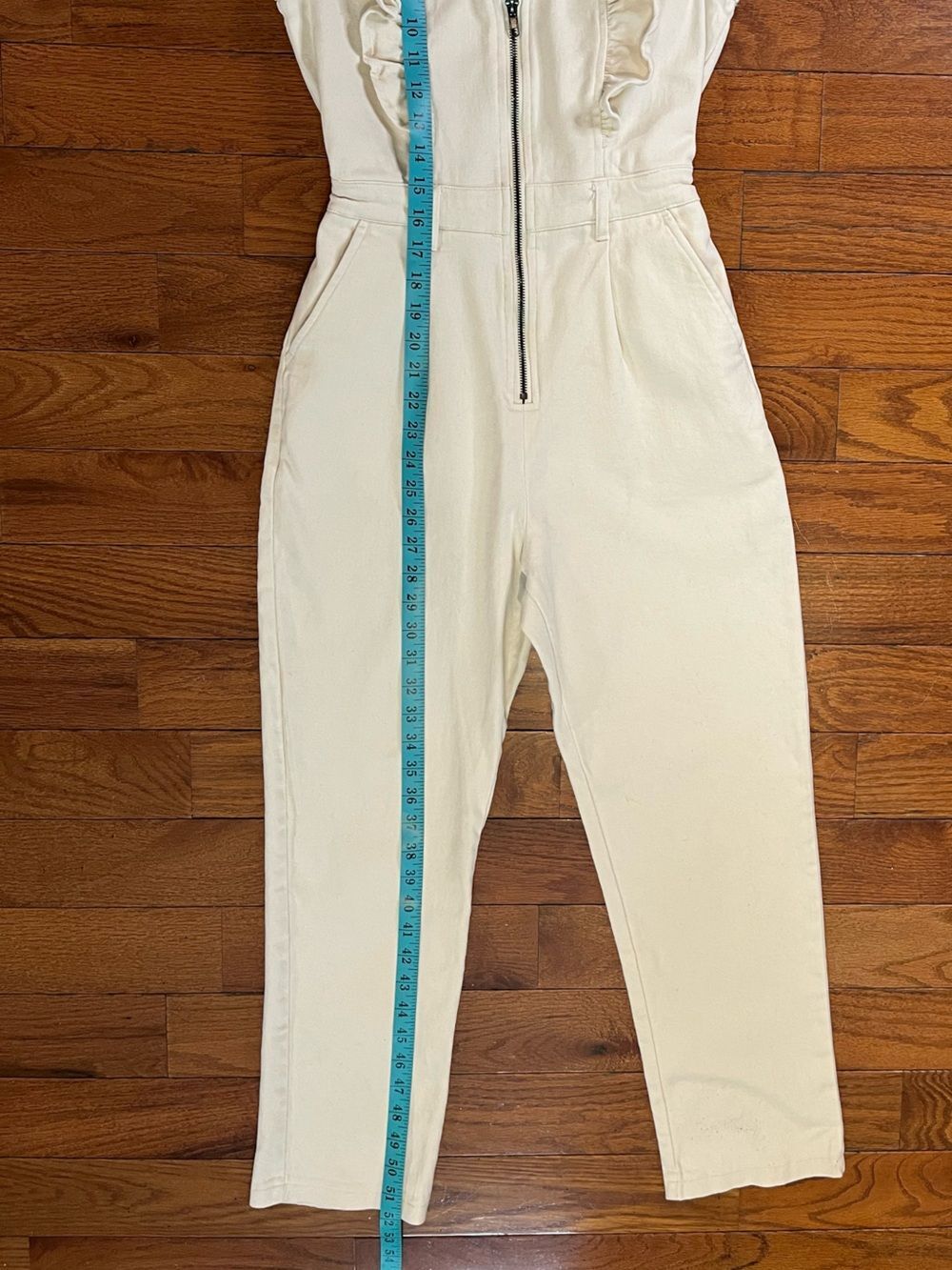 Strut & Bolt Ivory Ruffle Zip Jumpsuit Small Coquette Romantic - Picture 4 of 8